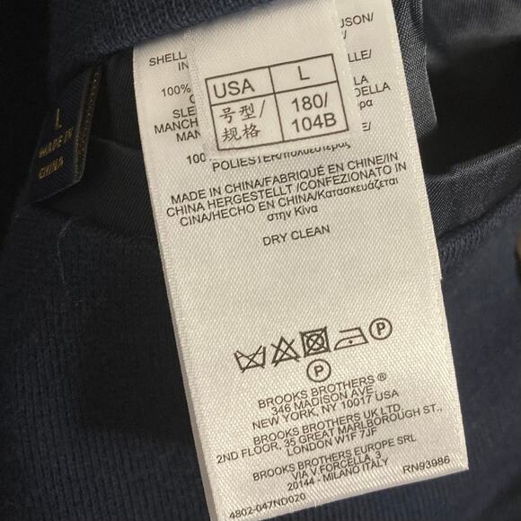 NWT BROOKS BROTHERS Jacket Blazer Sport-Coat 
 L Navy Gold-Button Cotton Unlined - Picture 9 of 15